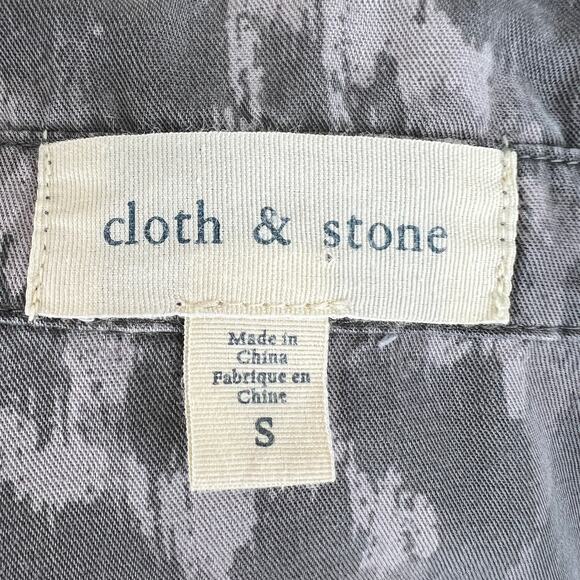 Cloth & Stone Gray Leopard Print Button-Down Long Sleeve Collared Shirt S Small - Picture 6 of 8